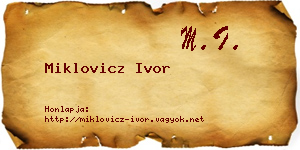 Miklovicz Ivor névjegykártya